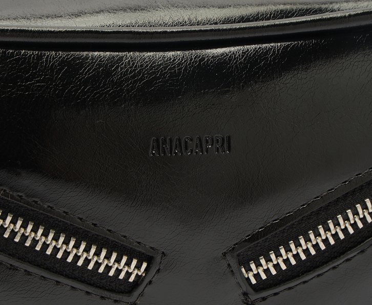 Bolsa Tiracolo Média Fecho Duplo Zíper Preta