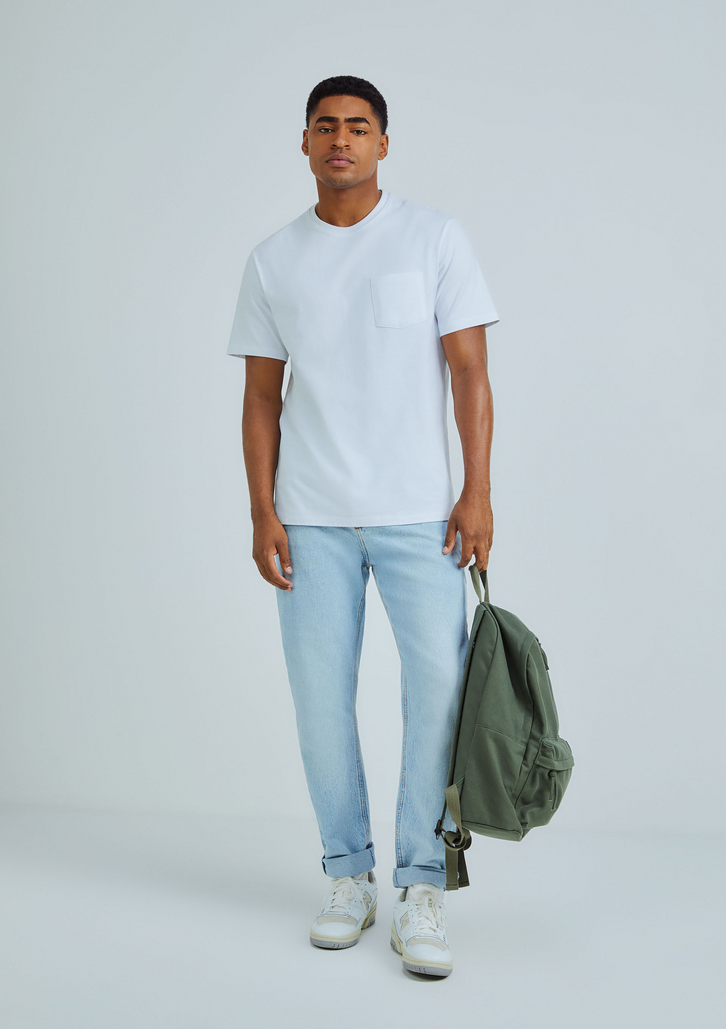 Camiseta Branco Hering Básica Comfort Super Cotton Com Bolso