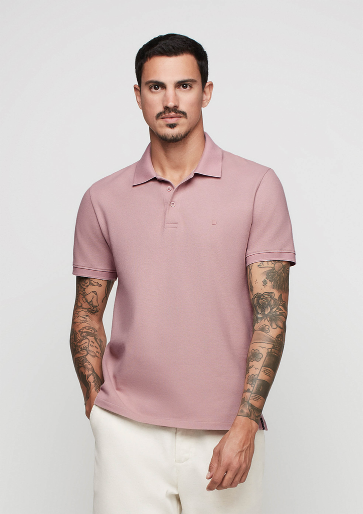 Camisa Polo Rosa Dzarm Em Malha Piquet