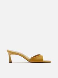 Mule Laranja Salto Médio Fino Tira Única | ZZ MALL