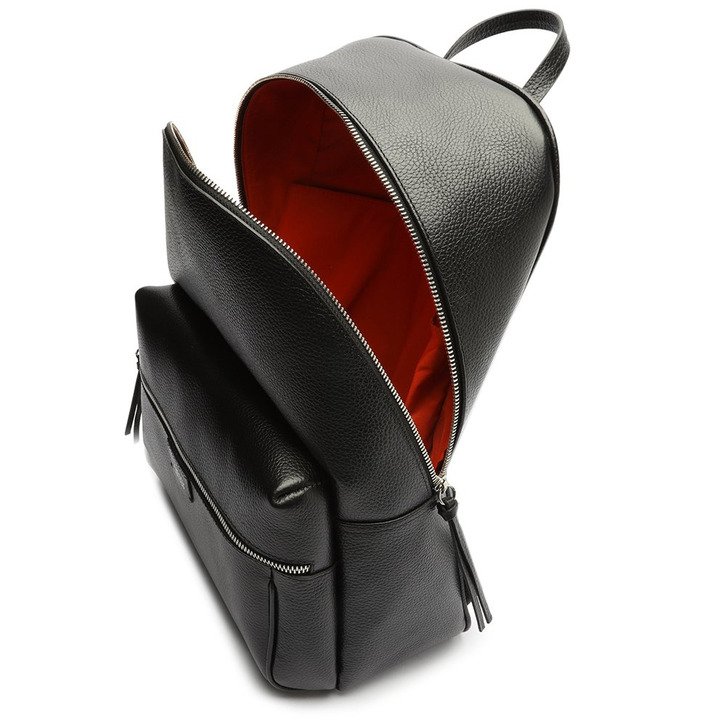 MOCHILA PRETA AREZZO COURO MIELE GRANDE