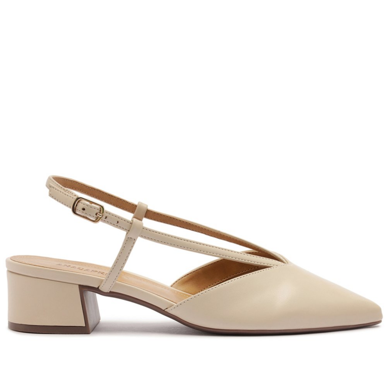 めいよ① Sapatilha Slingback Salto Bloco Lisa Branca | ZZ MALL