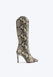 Bota Animal Print Schutz Cano Longo Salto Maryana Snake