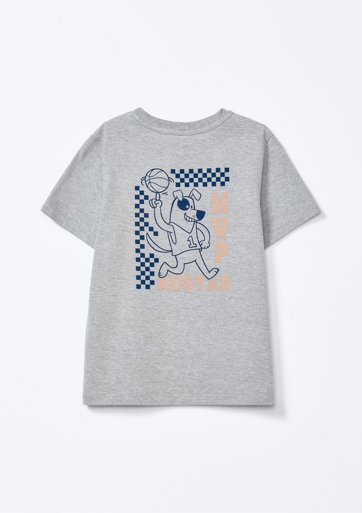 Camiseta Infantil Cinza Hering Menino Regular Estampada