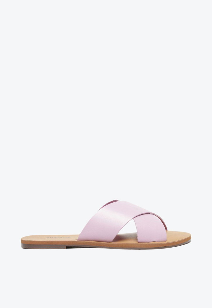 Rasteira Roxo Anacapri Lilás Tulipa Couro Tiras Cruzadas