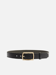 Cinto Preto Arezzo Couro Fivela Metálica Retangular