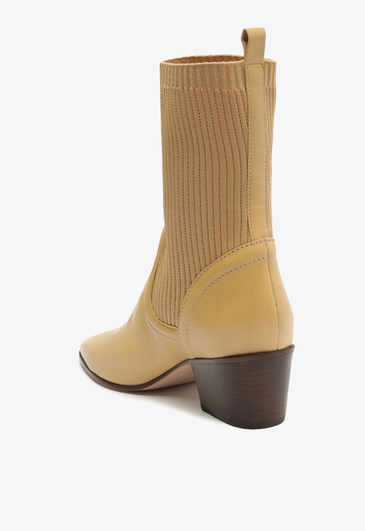 Bota Knit e Couro Bege
