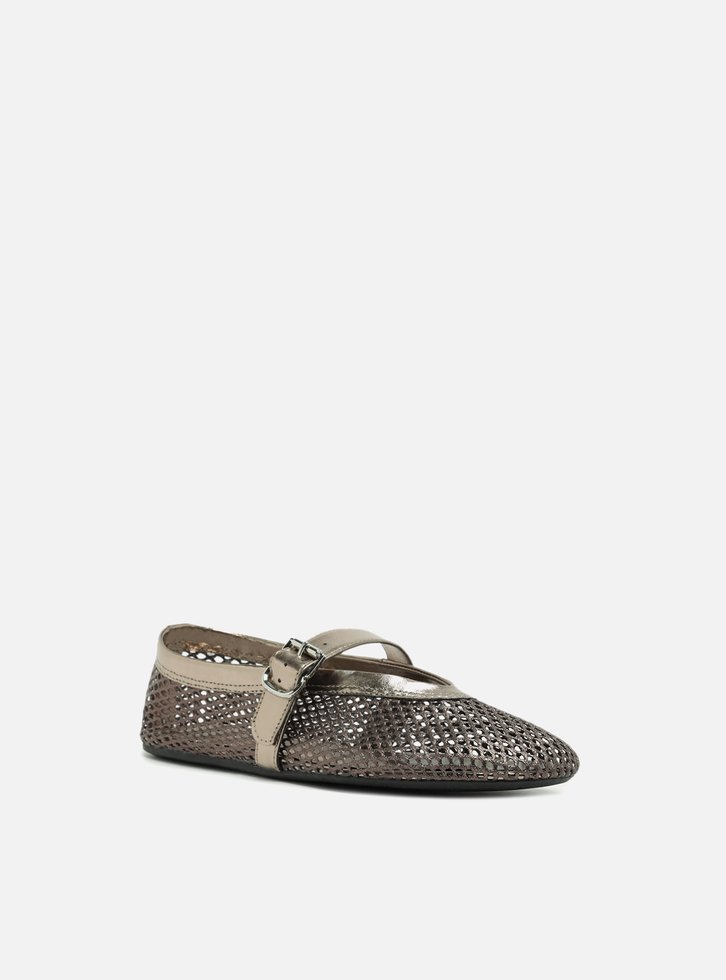 Sapatilha Boneca Bronze Tela Fivela