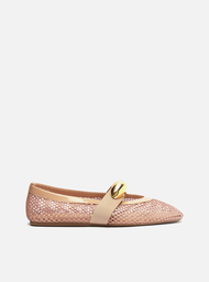 Sapatilha Nude Arezzo Bonéca Tela Fivela
