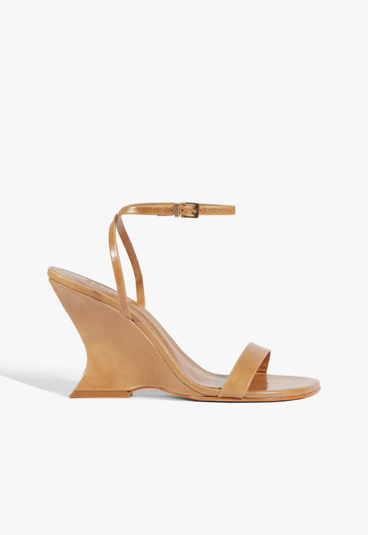 Sandália Anabela Siena Couro Marrom