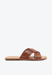 Rasteira Marrom E Multicolor Anacapri Tiras Cruzadas Glam Listras