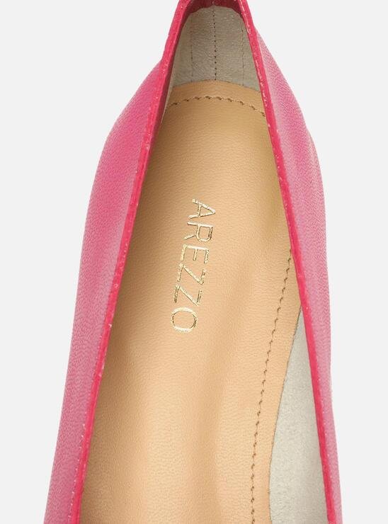 MOCASSIM ROSA AREZZO COURO BICO QUADRADO COSTURAS