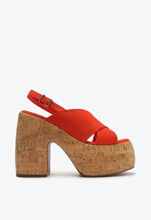 Sandália Meia Pata Velma Couro Vermelha