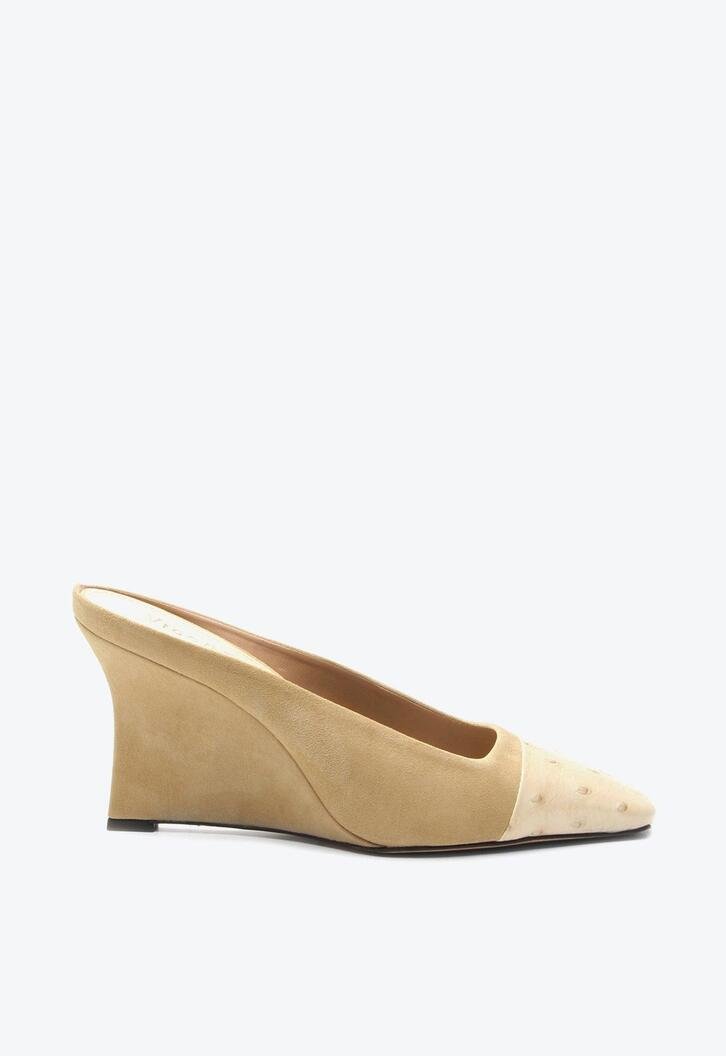 Mule Anabela Cap Toe Esther Bege