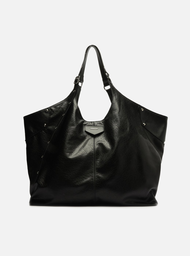 Bolsa Shopping Preta Arezzo Maxi Couro Grande Rebites