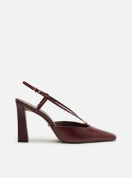 Scarpin Vinho Couro Salto Alto Slingback Elo
