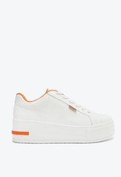 Tênis De Amarrar Branco Laranja Anacapri Sola Alta E Mia