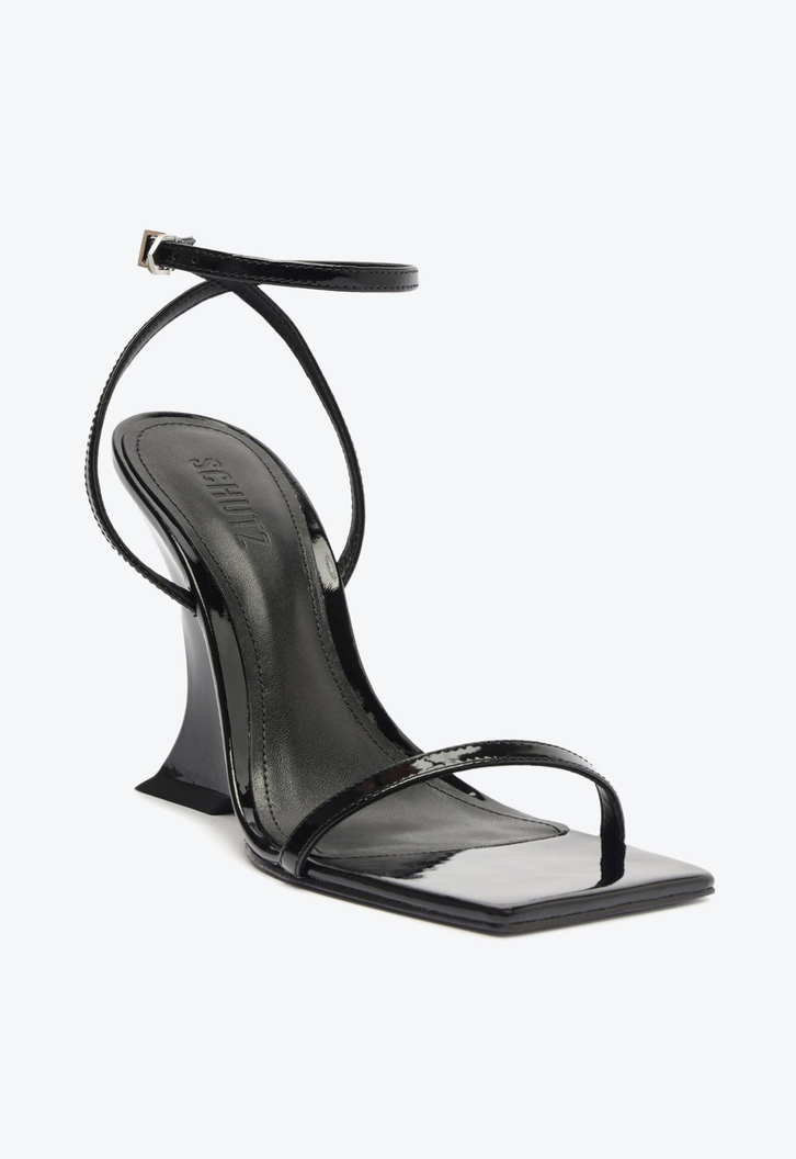 Sandália Salto Alto Vinil Preto