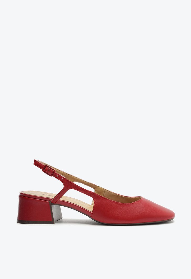 Sapatilha Slingback Basic Salto Bloco Vermelha