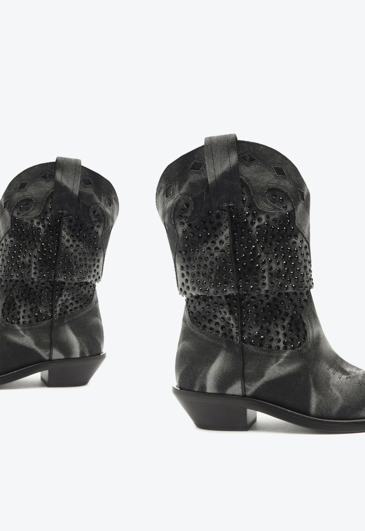Bota Western Jeans Preta