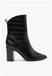 Bota Preta Schutz Salto Bloco Couro Croco