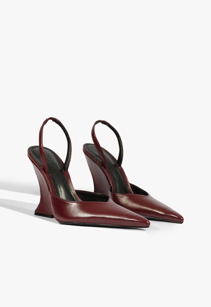 Slingback Couro Vermelho