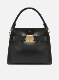 Bolsa Tote Preta Marrom Arezzo Couro Média Color