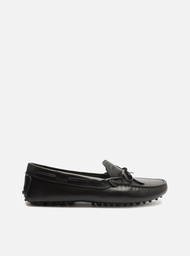 Mocassim Preto Arezzo Couro Sola Emborrachada Retrô