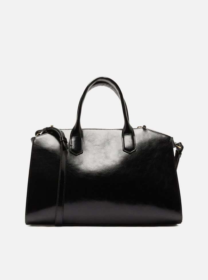Bolsa Tote Preta Verniz Grande Rebites | ZZ MALL