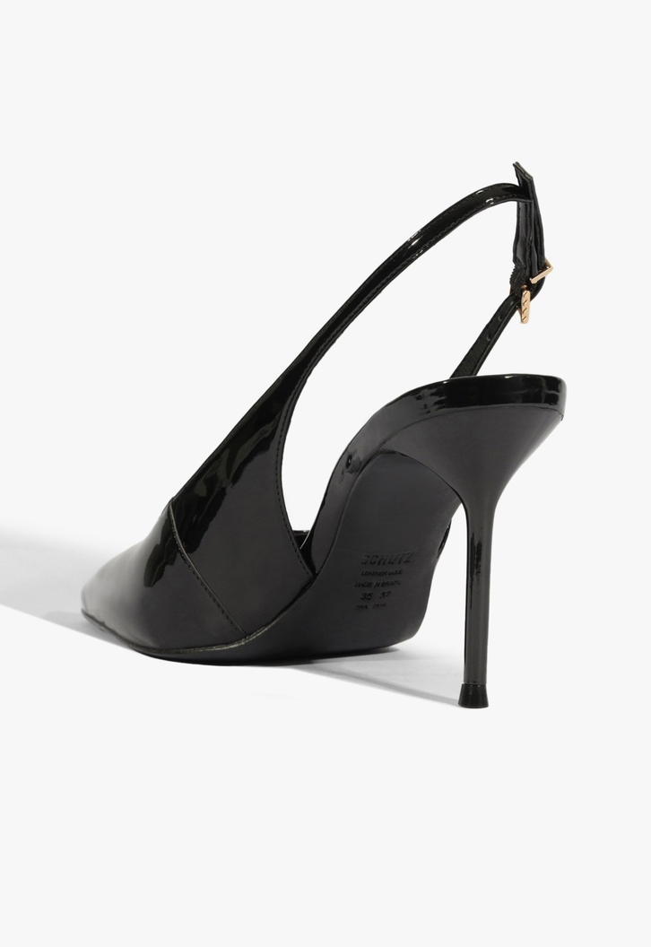 Slingback Salto Alto Fino Preto