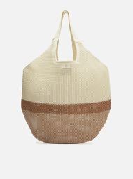 Bolsa Shopping Off-White Colorida Crochê Grande