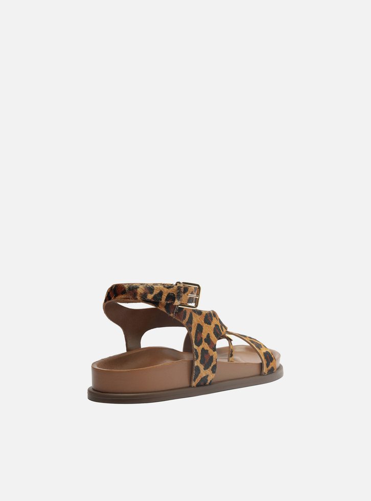 Sandália Papete Animal Print Onça Metal Bold
