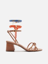 Sandália Marrom Arezzo Salto Bloco Custom Anklet