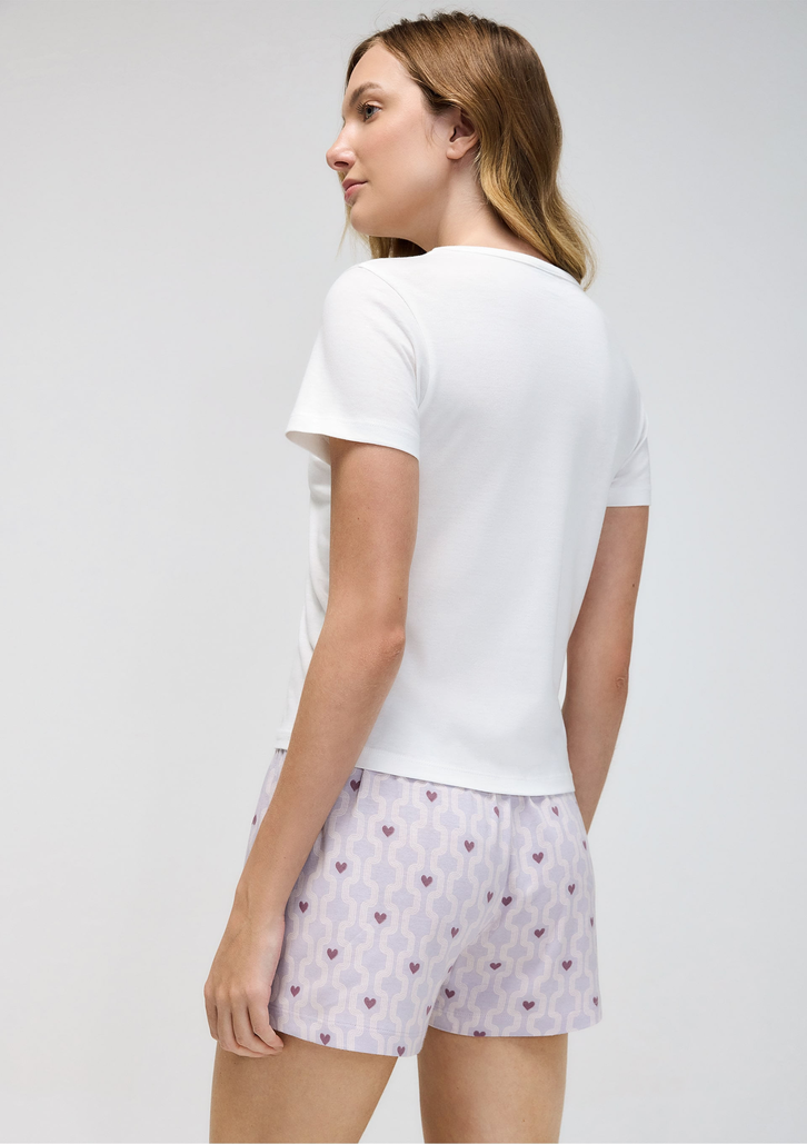 Pijama Lilás Hering Curto Com Estampa