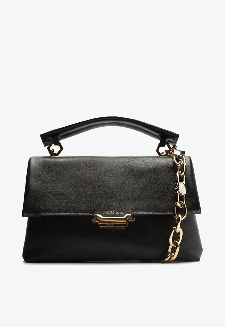 Bolsa Tiracolo Preta Arezzo Couro Ágatha Grande [Pré Venda]