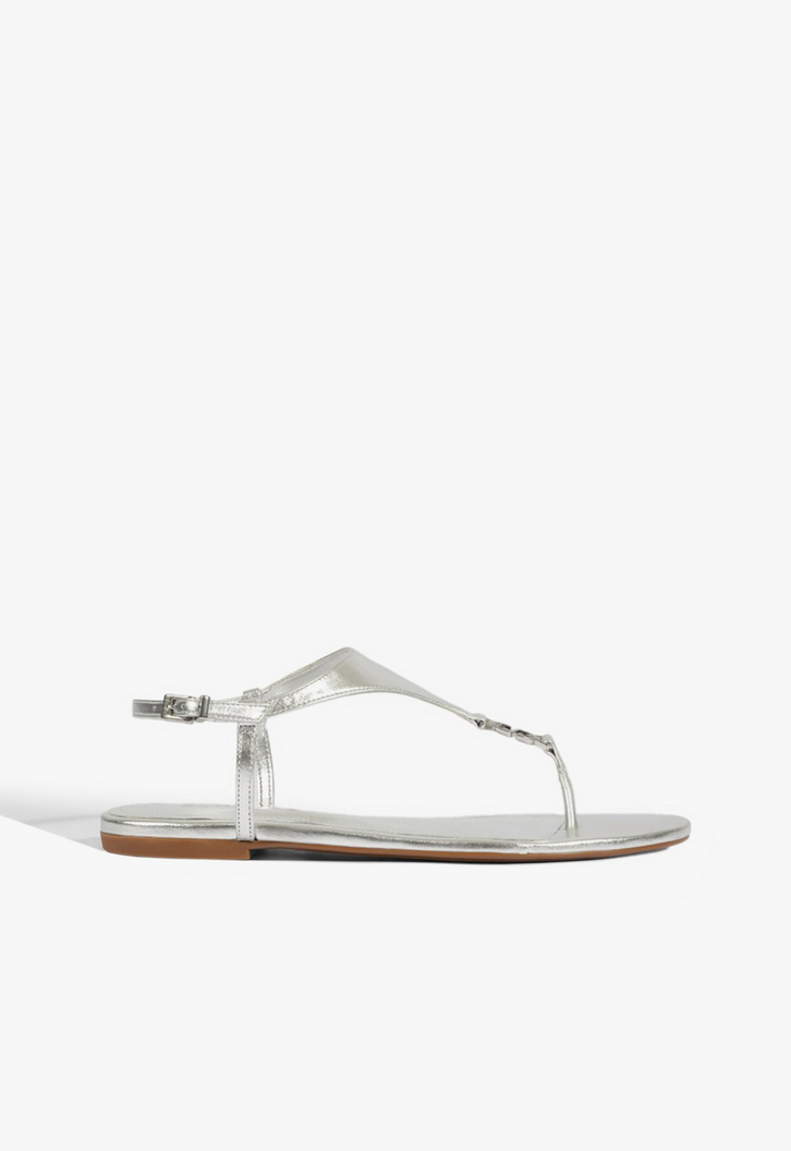 Sandália Rasteira Kate Couro Prata