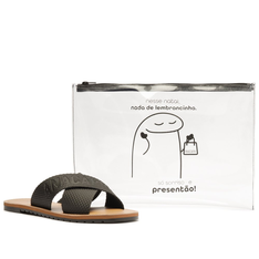 Kit Anacapri Rasteira Preta E Necessaire Flork