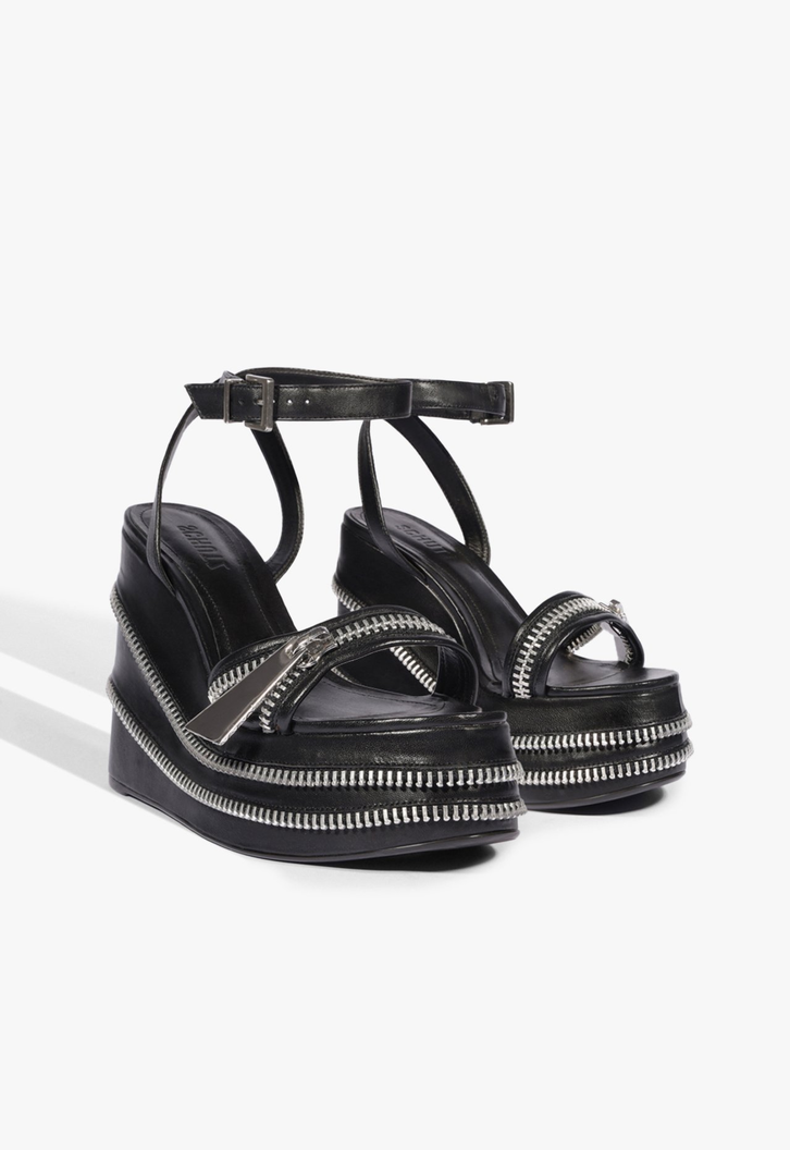 チャンス Sandália Plataforma Preta Schutz Dev Wedge | ZZ MALL