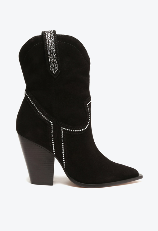 Bota Western Woody Camurça Brilho Preta