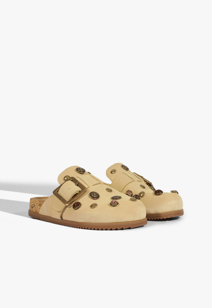 Clog Couro Bege