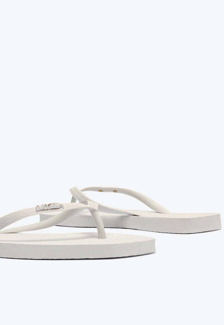 Chinelo De Dedo Branco Brizza Bico Quadrado Tiras