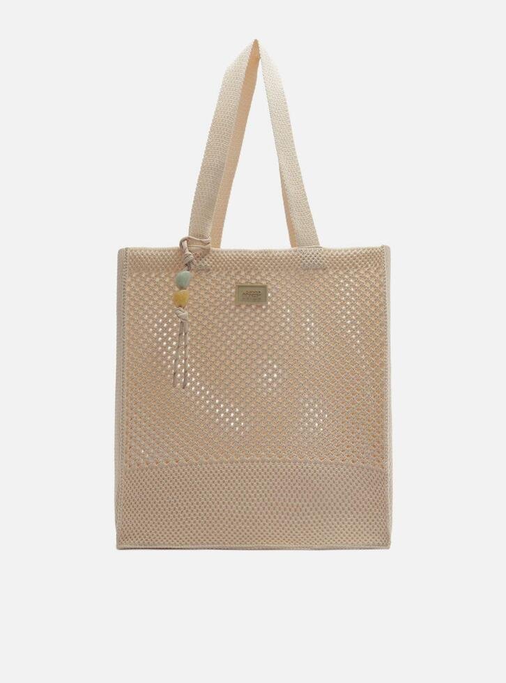 Bolsa Shopping Off-White Crochê Grande Charm Brizza