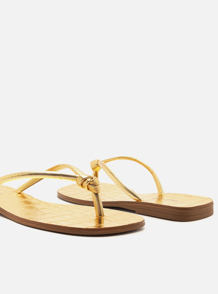 Rasteira Dourada Arezzo Tiras Flip Flop