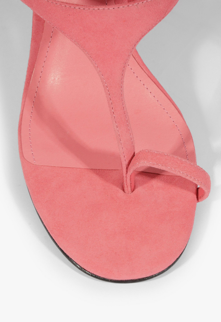 Sandália Salto Amarração Maisie Nobuck Pink
