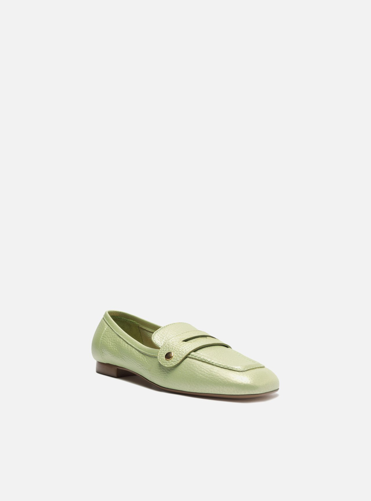 Loafer Verde Arezzo Couro Bridão Switch Com Troca De Bridão