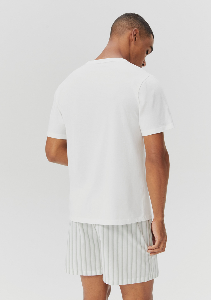 Pijama Curto Off-White Hering Masculino Com Estampa Família