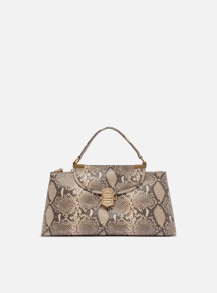 Bolsa Satchel Snake Couro Média Peça Metal