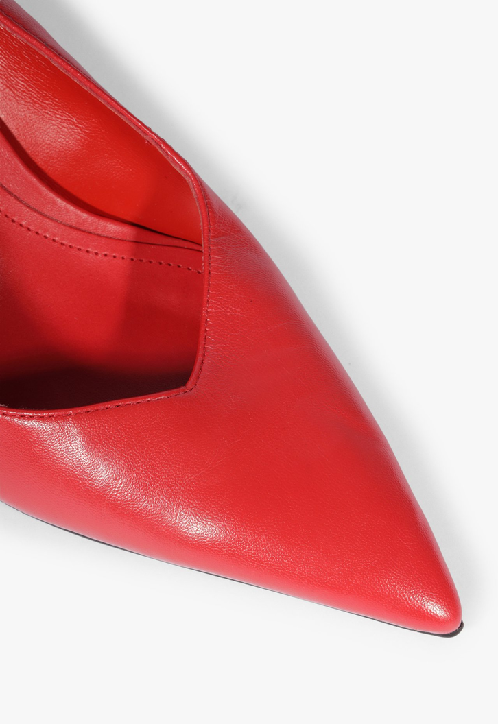 Scarpin Couro Salto Geométrico Vermelho