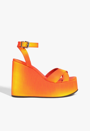 Sandália Hilda Wedge Couro Laranja | ZZ MALL