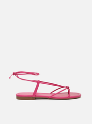 Sandália Rasteira Rosa Arezzo Amarração Tiras Flats